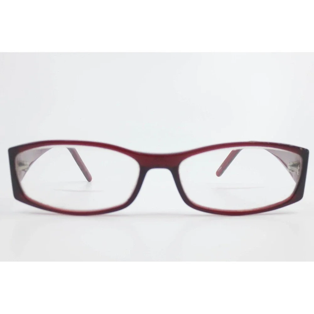 Unbranded Burgundy Red Rectangle Eyeglass Frames 53-14-135 Demo Lenses